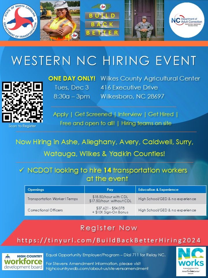 Job Fair: NC DOT & Adult Correction