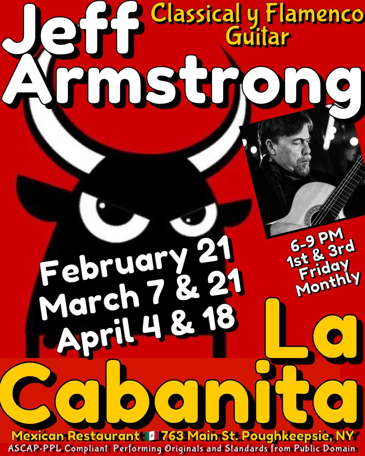 Jeff Armstrong Flamenco y Classical Guitar Dinner at La Cabanita Poughkeepsie, NY