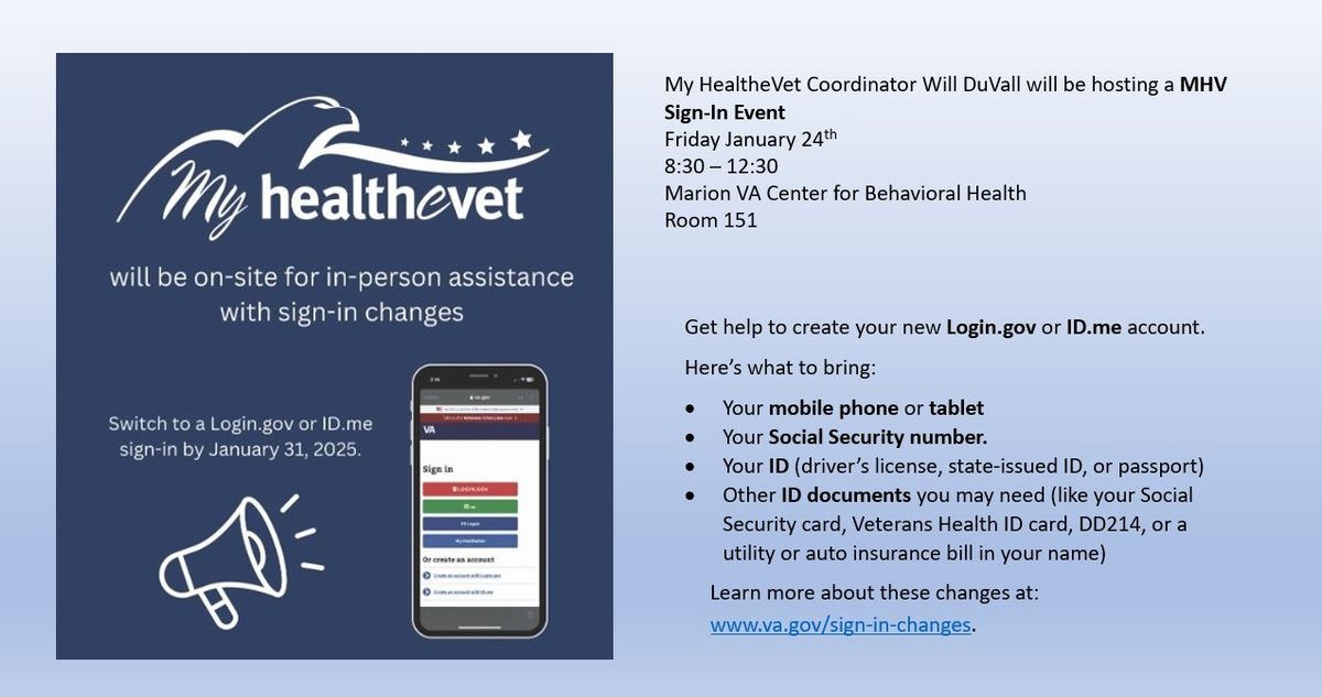 My HealtheVet Sign-In Event - Marion VA Center for Behavioral Health