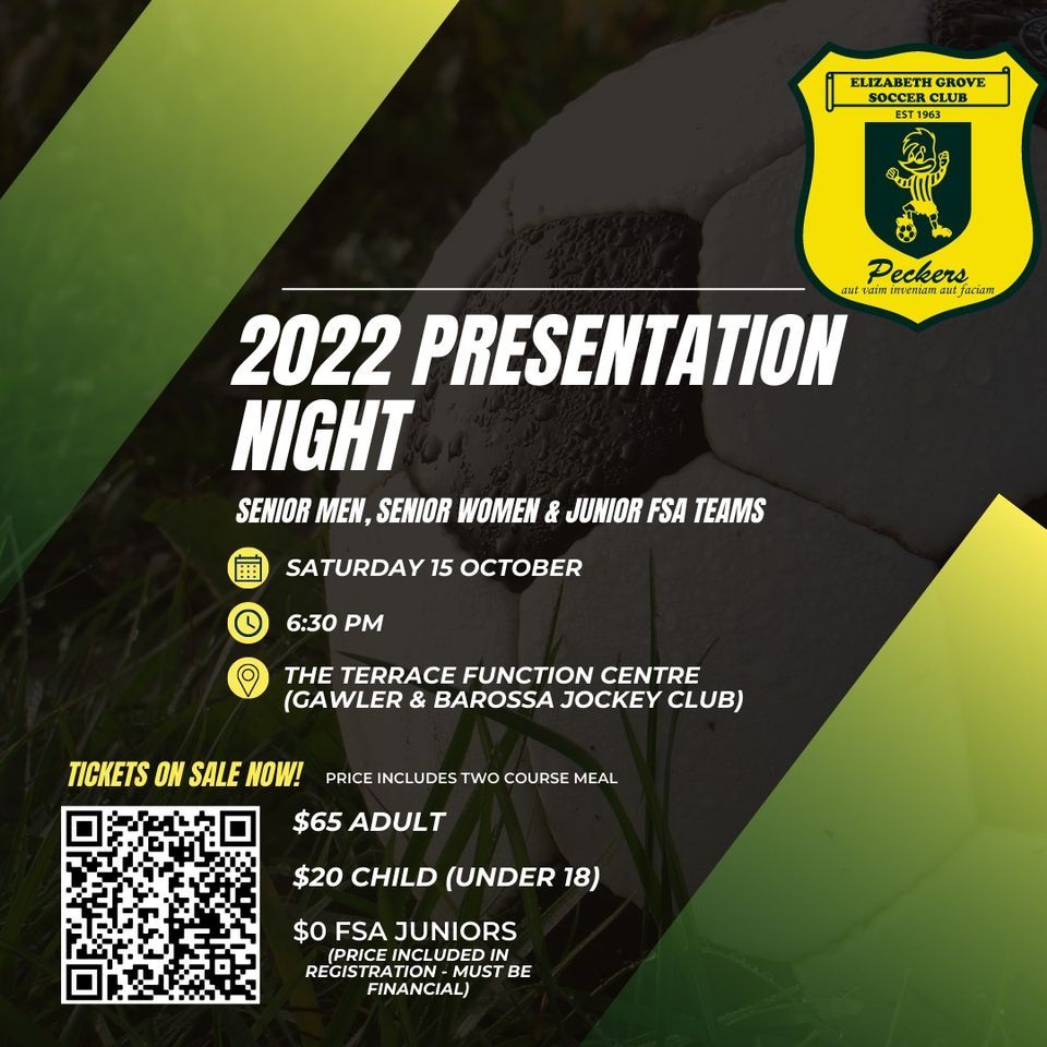 2022 Presentation Night (Senior Men, Senior Women & Junior Football SA Teams