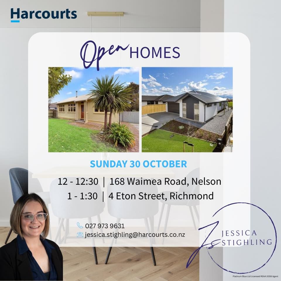 Open Homes with Jessica and Harcourts, 168 Waimea Rd, Nelson South