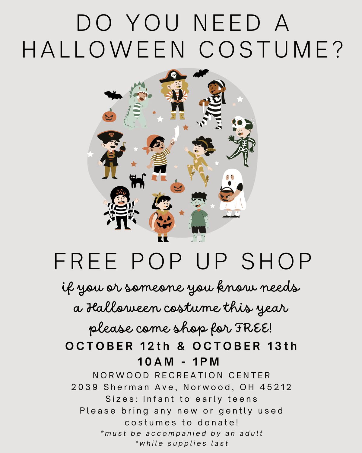 Halloween Costume Pop up Shop - FREE