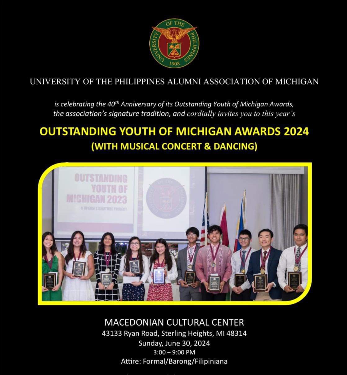 UPAAM\u2019s 40th Anniversary Celebration of Recognizing Outstanding Youth of Michigan 