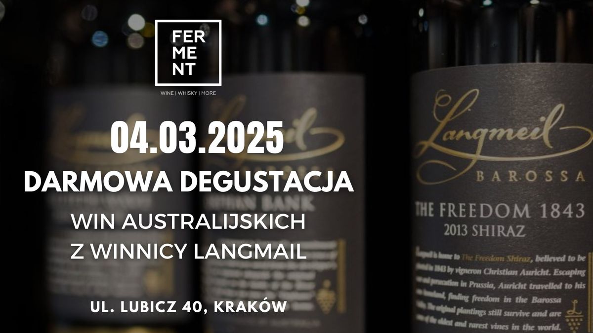 DARMOWA degustacja win z Australii | FREE Australian wine tasting