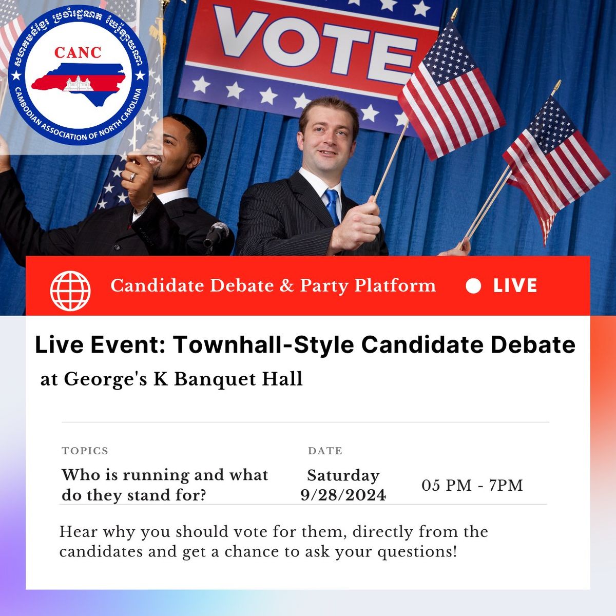 Live Event: Townhall-Style Candidate Debate