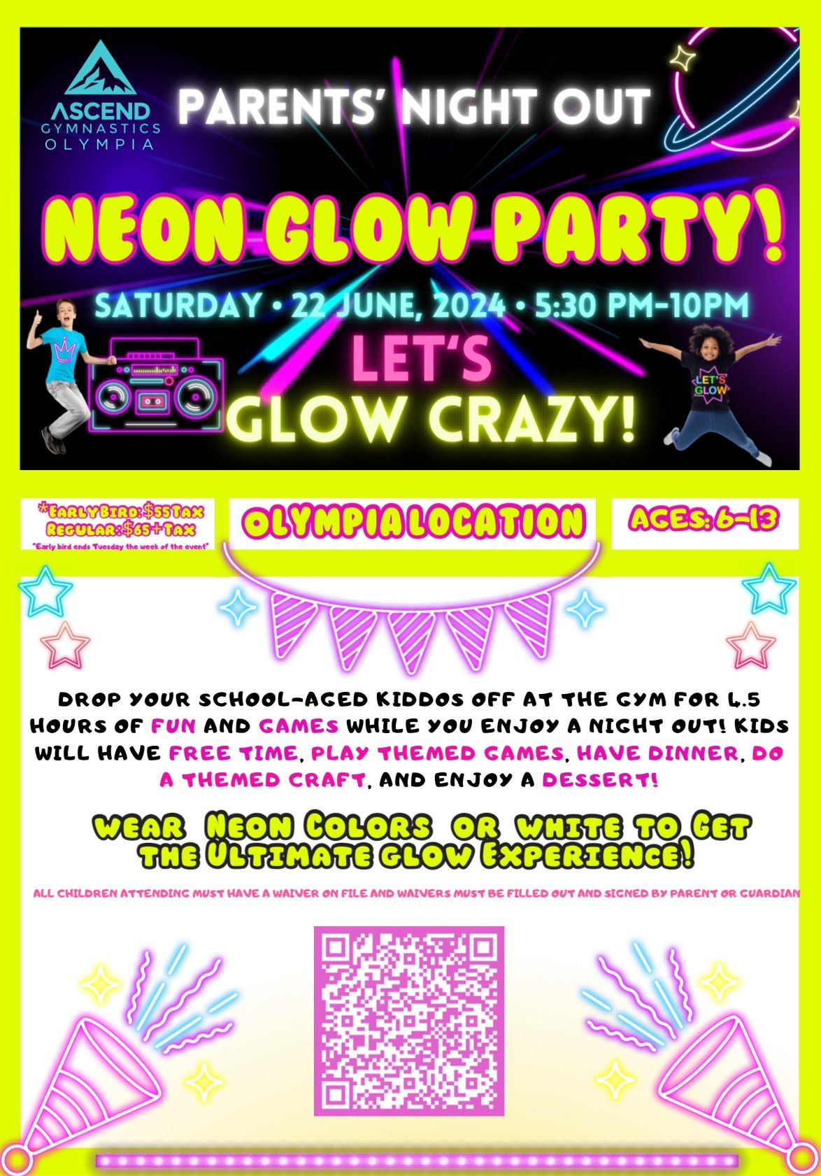 NEON GLOW PARTY PARENTS NIGHT OUT!