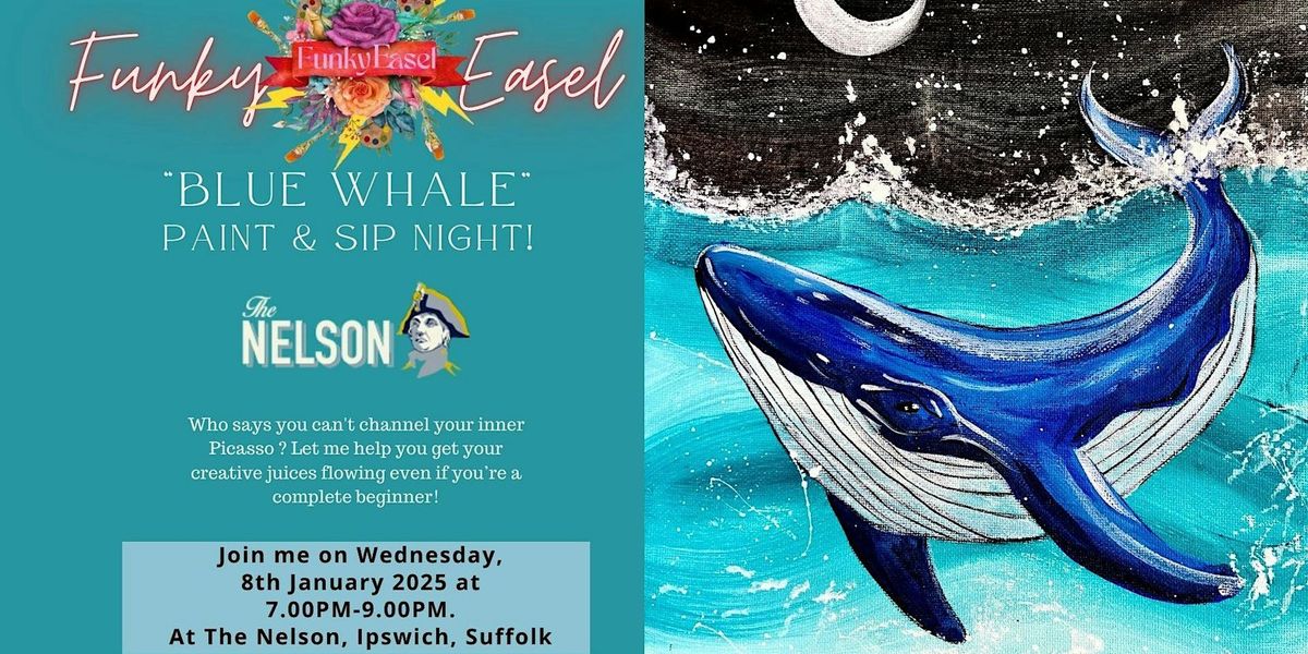 The Funky Easel Sip & Paint Party: Blue Whale