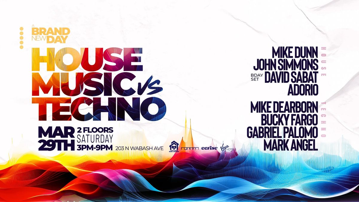 House Music vs Techno day party. 2 Floors of Music at Cerise Rooftop.