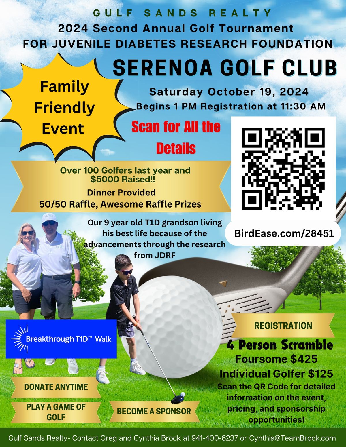 2nd Annual Golf Tournament to Support BreakThrough T1D at the Serenoa Golf Club