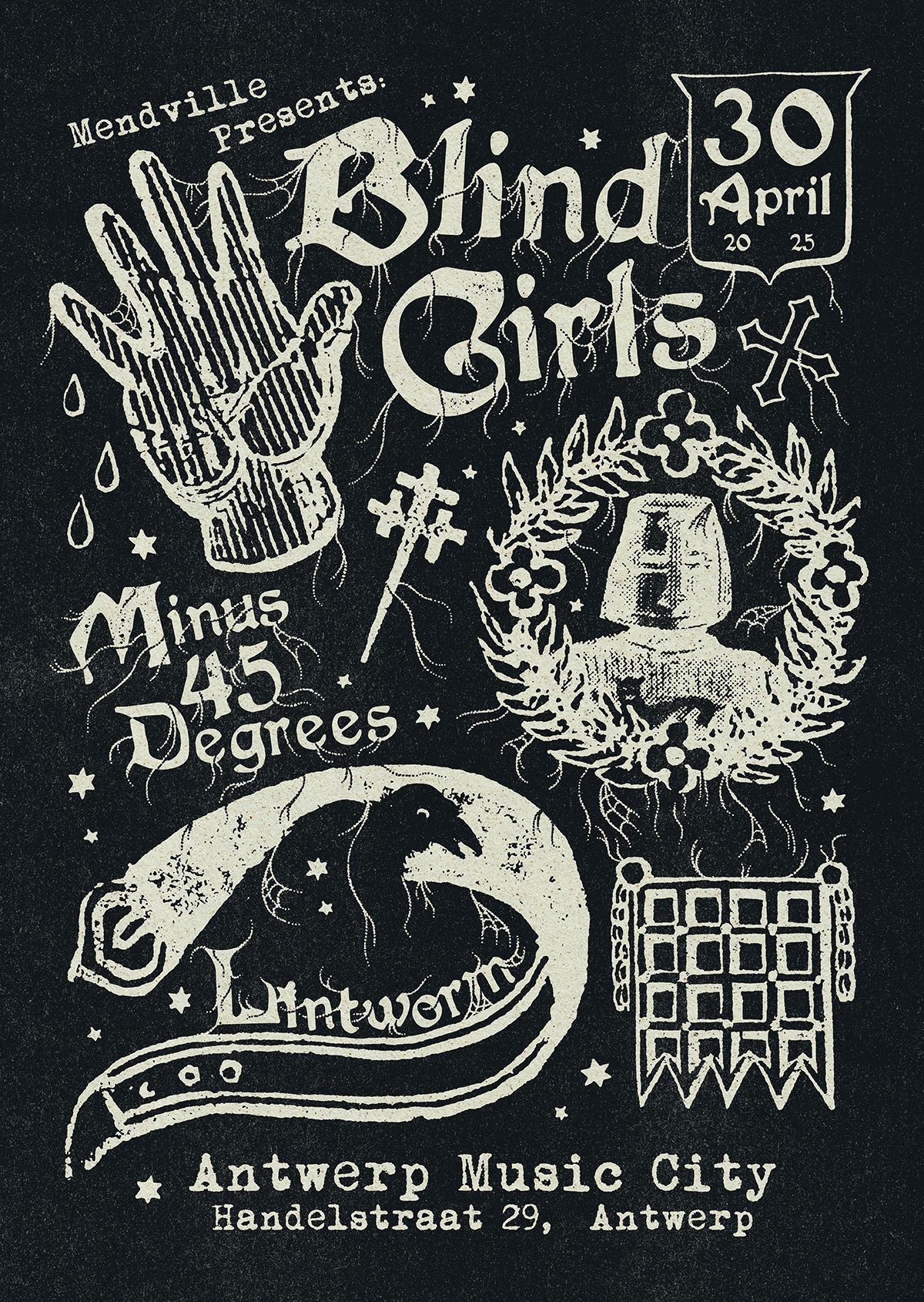 BLIND GIRLS (AUS) + MINUS45DEGREES (BE) + LINTWORM (BE)