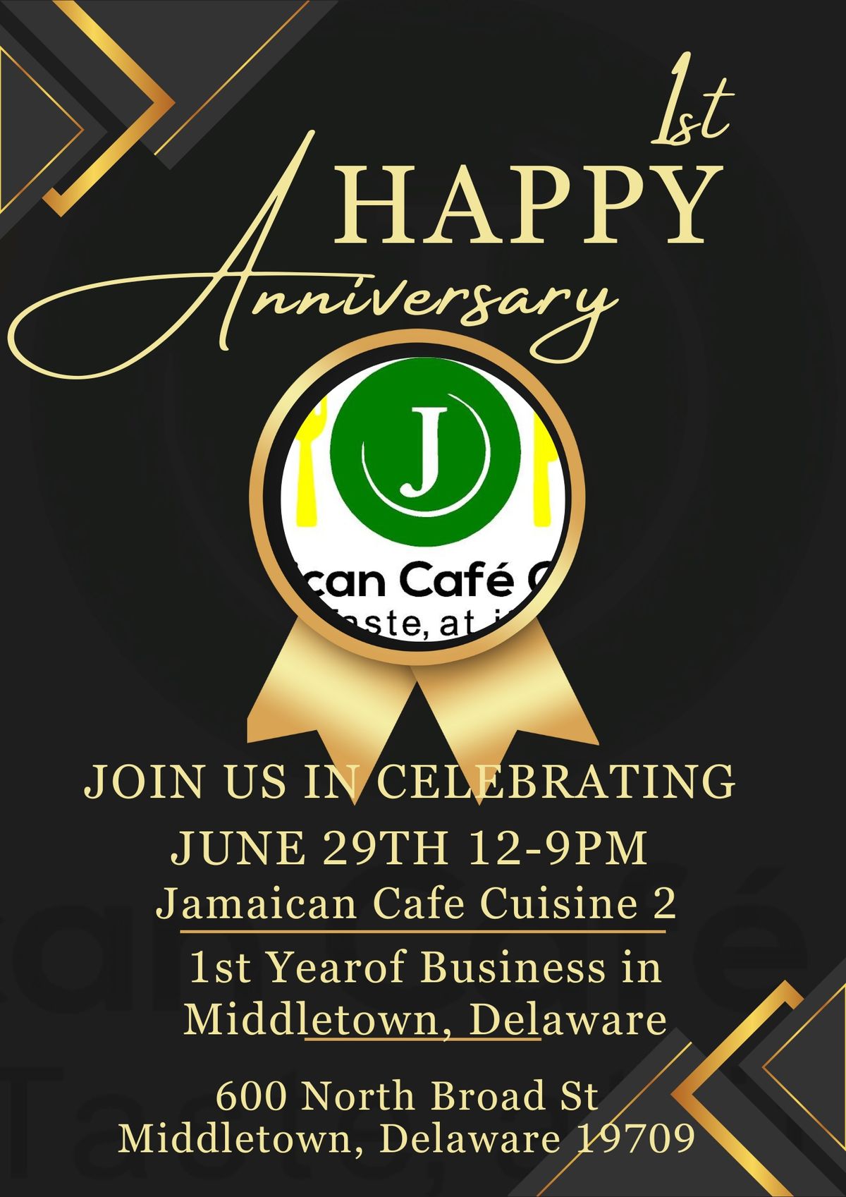 Jamaican Cafe Cuisine Middletown Anniversary Celebration