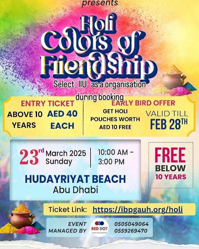 Holi in Abu dhabi at Hudriyat Beach area