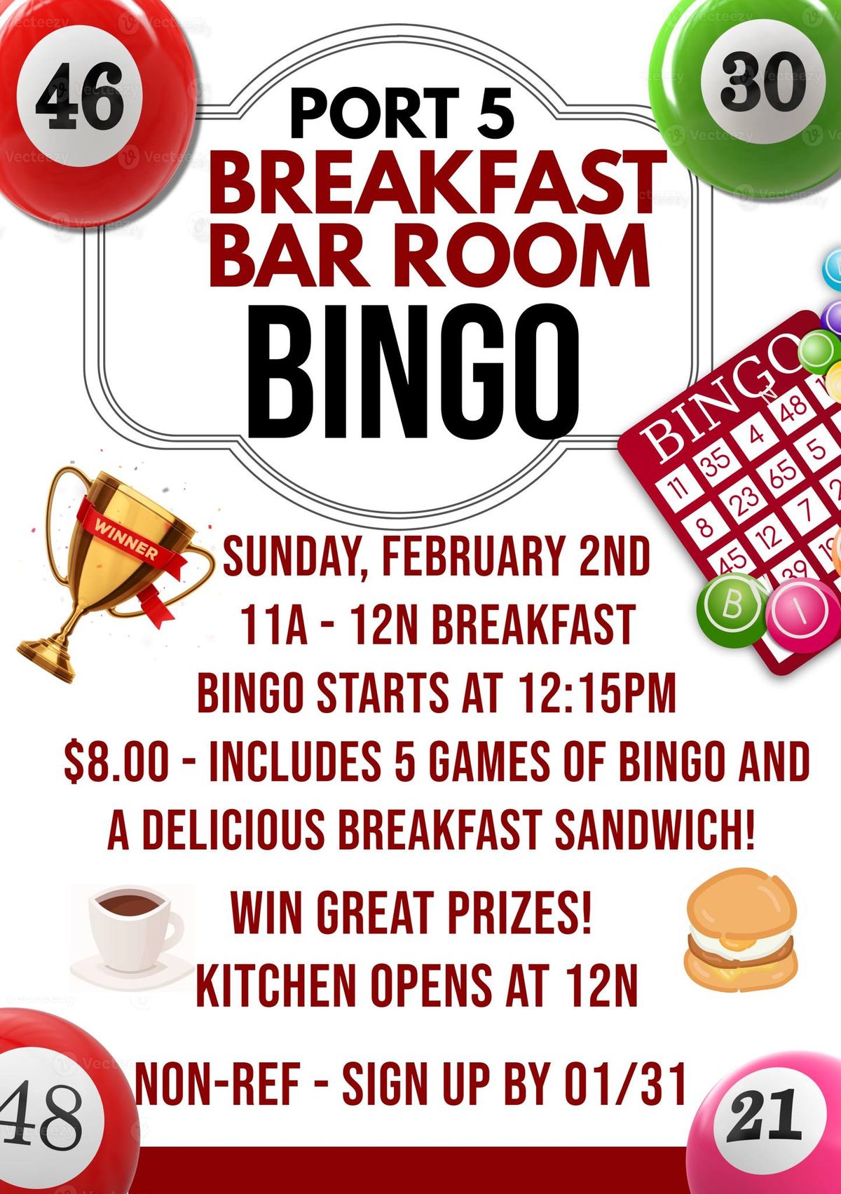 Breakfast Bar Room Bingo