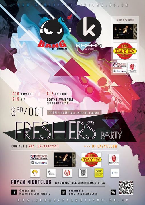New Era Promotions (KREAM x Bang Ents) presents Birmingham Freshers Party 2021