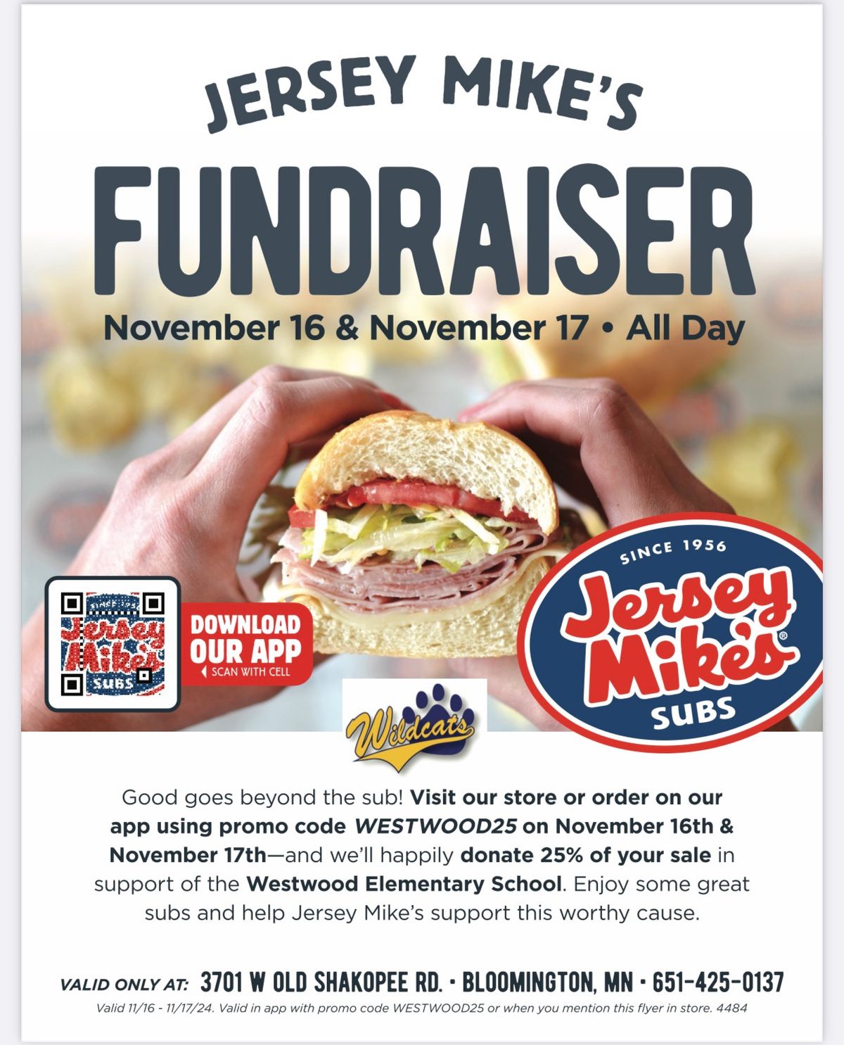 Westwood Elementary Dines for Donation Weekend @ Jersey Mike\u2019s Subs