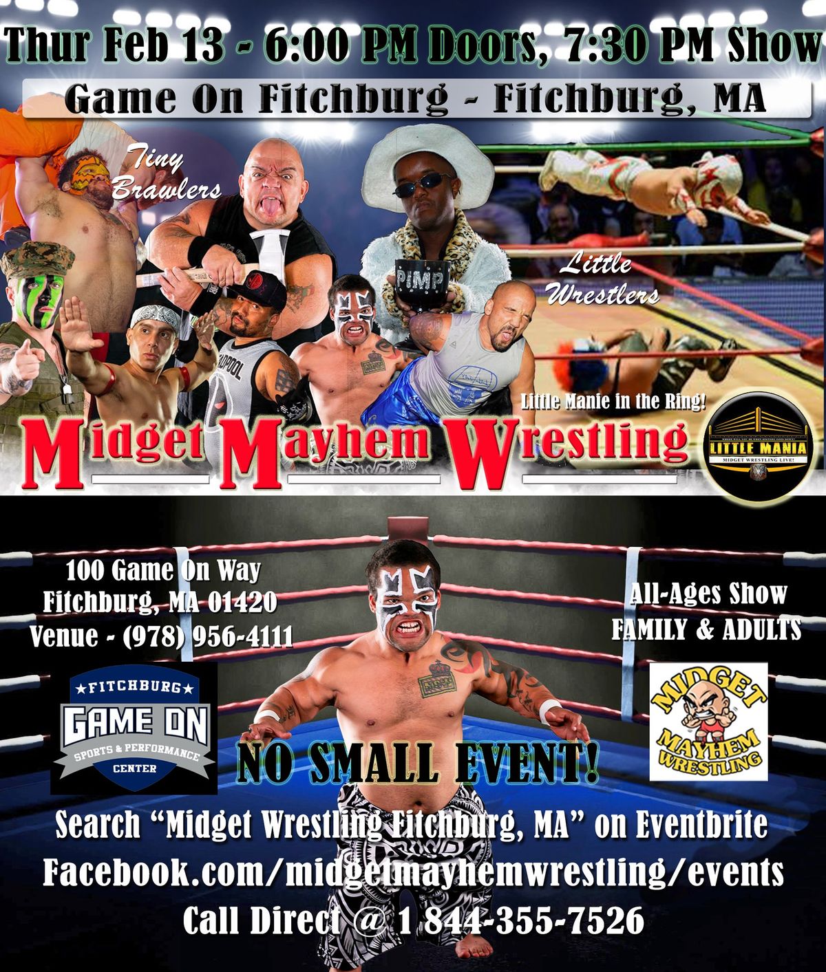 Midget Mayhem Micro-Wrestling Event - Fitchburg MA (All-Ages)