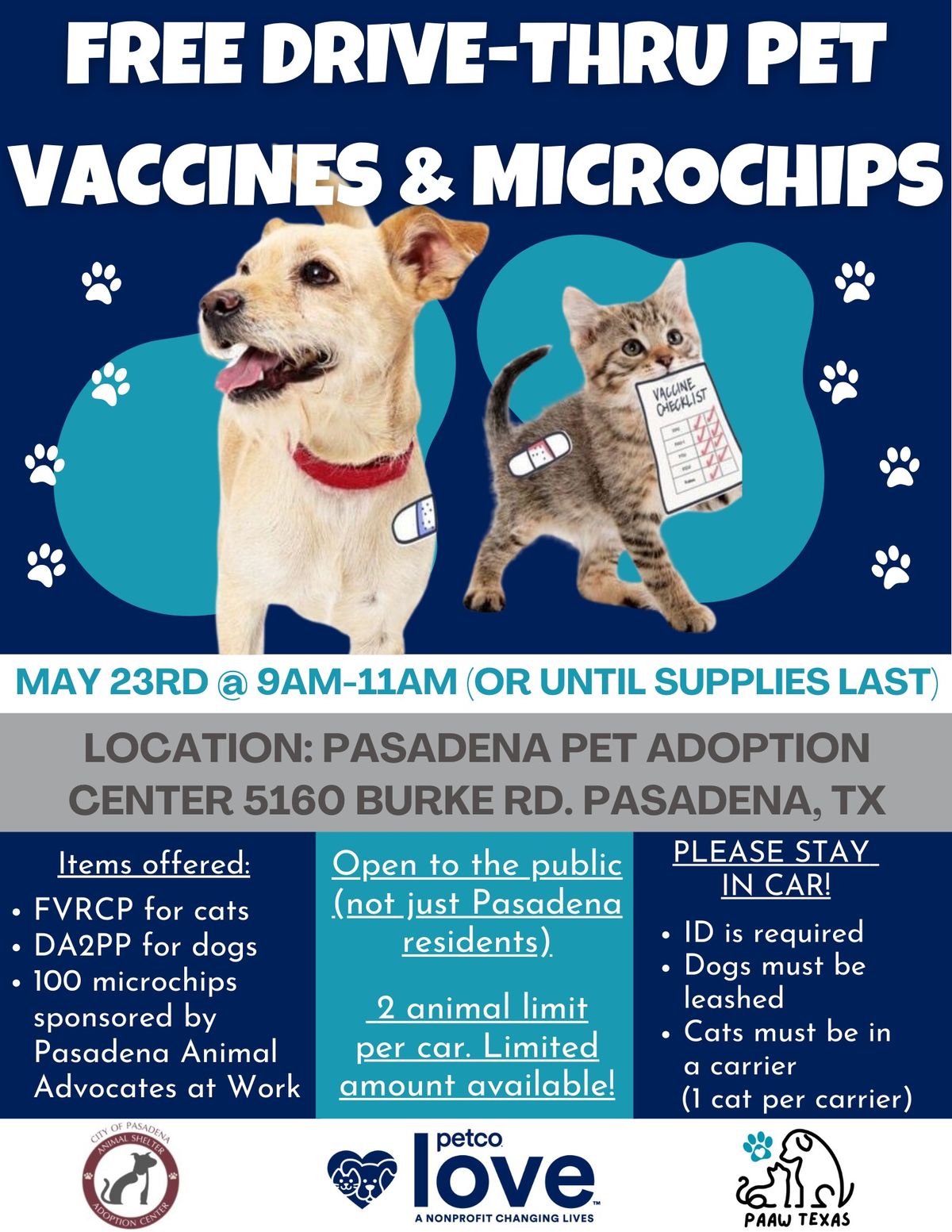 Free Drive-thru Pet Vaccines & Microchips