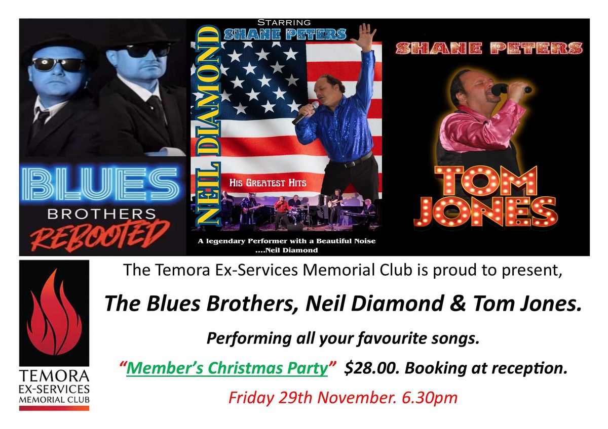 Members Christmas Party. Blue's Brothers Rebooted. Friday 29th November. 6.30pm