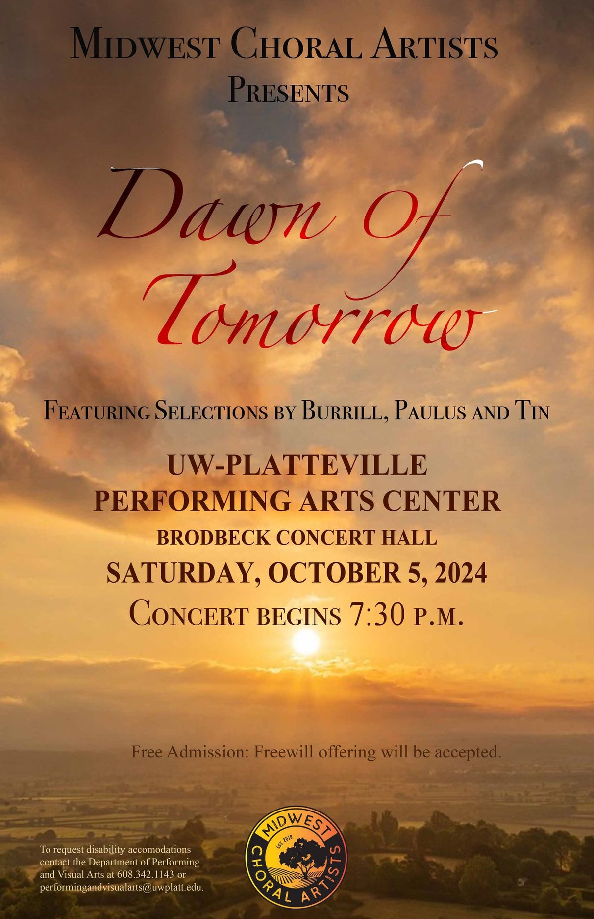 Dawn of Tomorrow - Midwest Choral Artists Performance