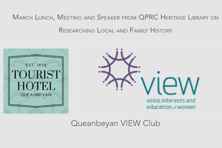 March Lunch, Meeting and Guest Speaker from QPRC Heritage Library on Researching Local History