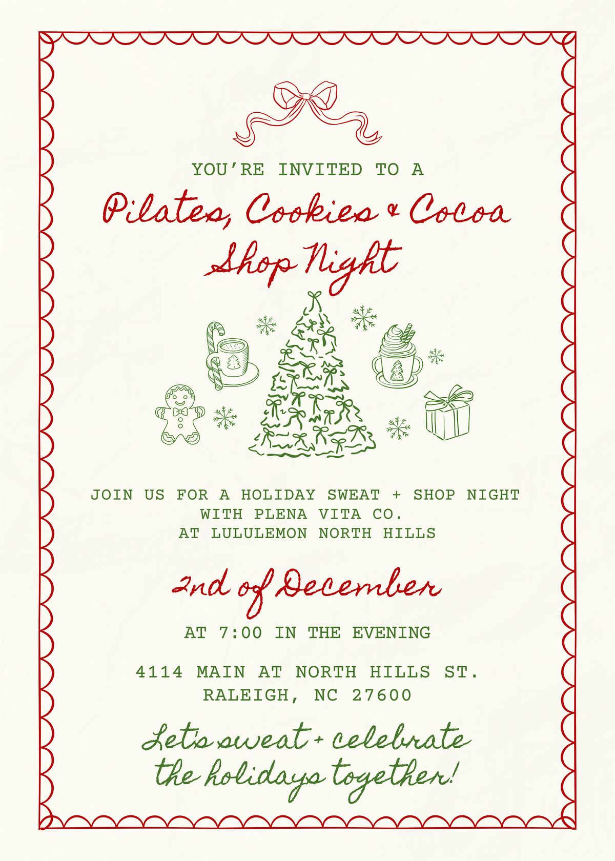 You're Invited to a Pilates, Cookies & Cocoa Shop Night!