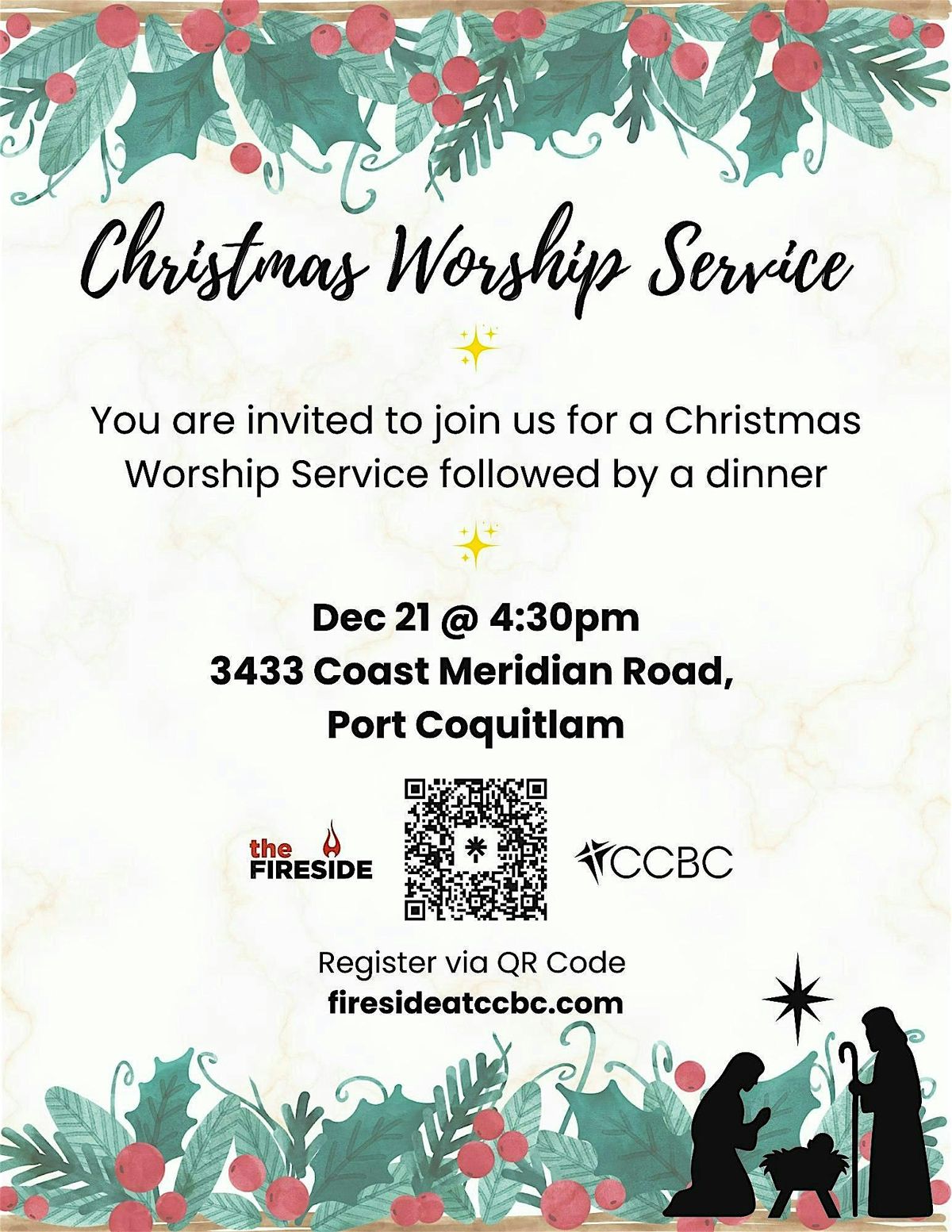 CHRISTMAS WORSHIP SERVICE + DINNER