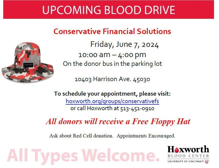 Hoxworth Blood Drive at Conservative Financial Solutions