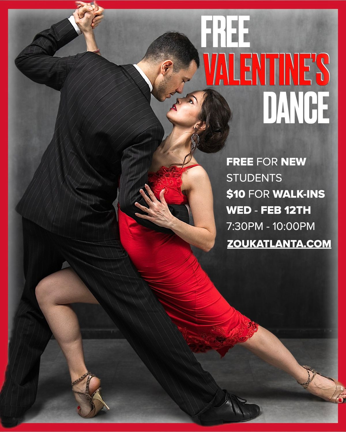 \u2764\ufe0f FREE Valentine's Day Dance Class & Party in Atlanta! Learn Brazilian Zouk! Beginner - Advanced \u2764\ufe0f