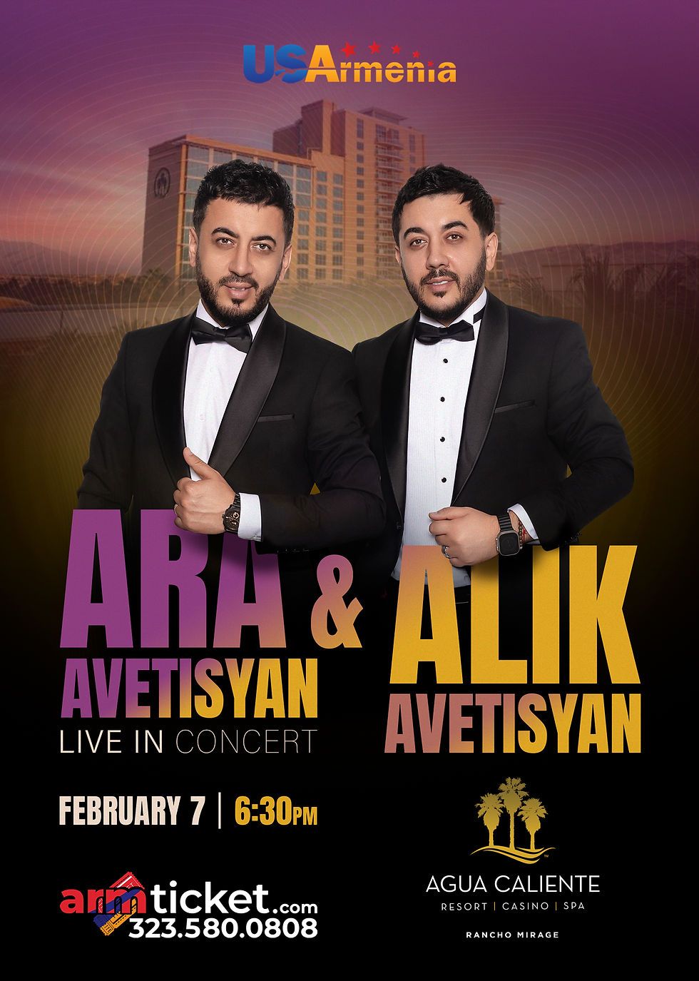 Ara and Alik Avetisyan at The Show - Agua Caliente Casino
