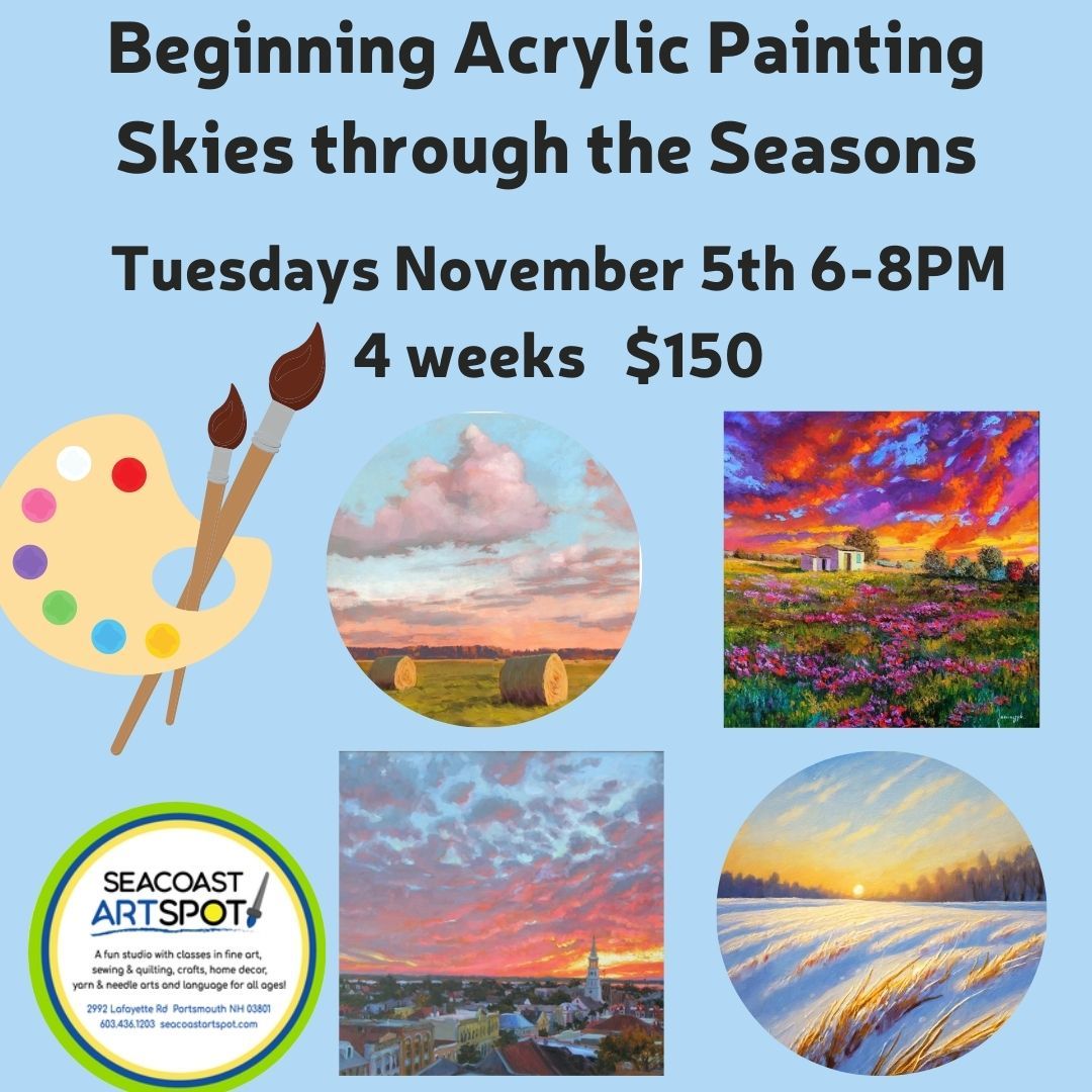 Beginning & Continuing 4 week Acrylic Painting! $150