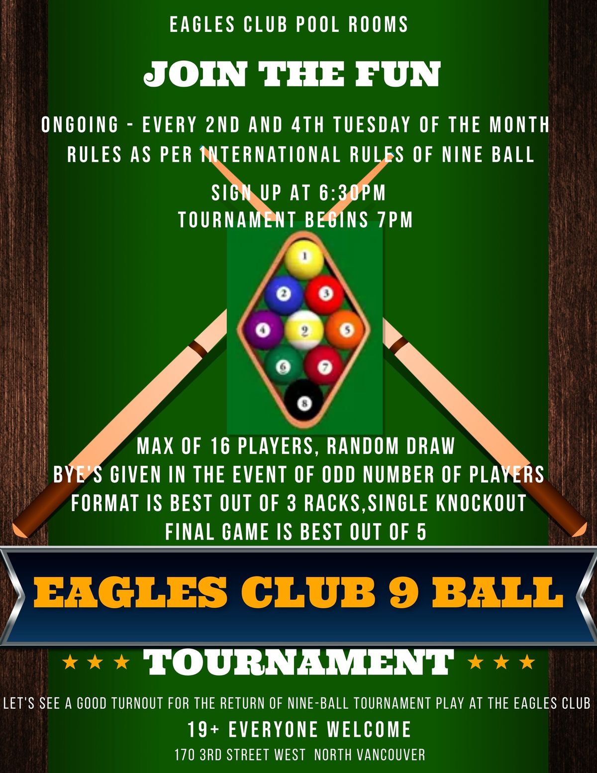 Eagles Club 9 Ball Tournament