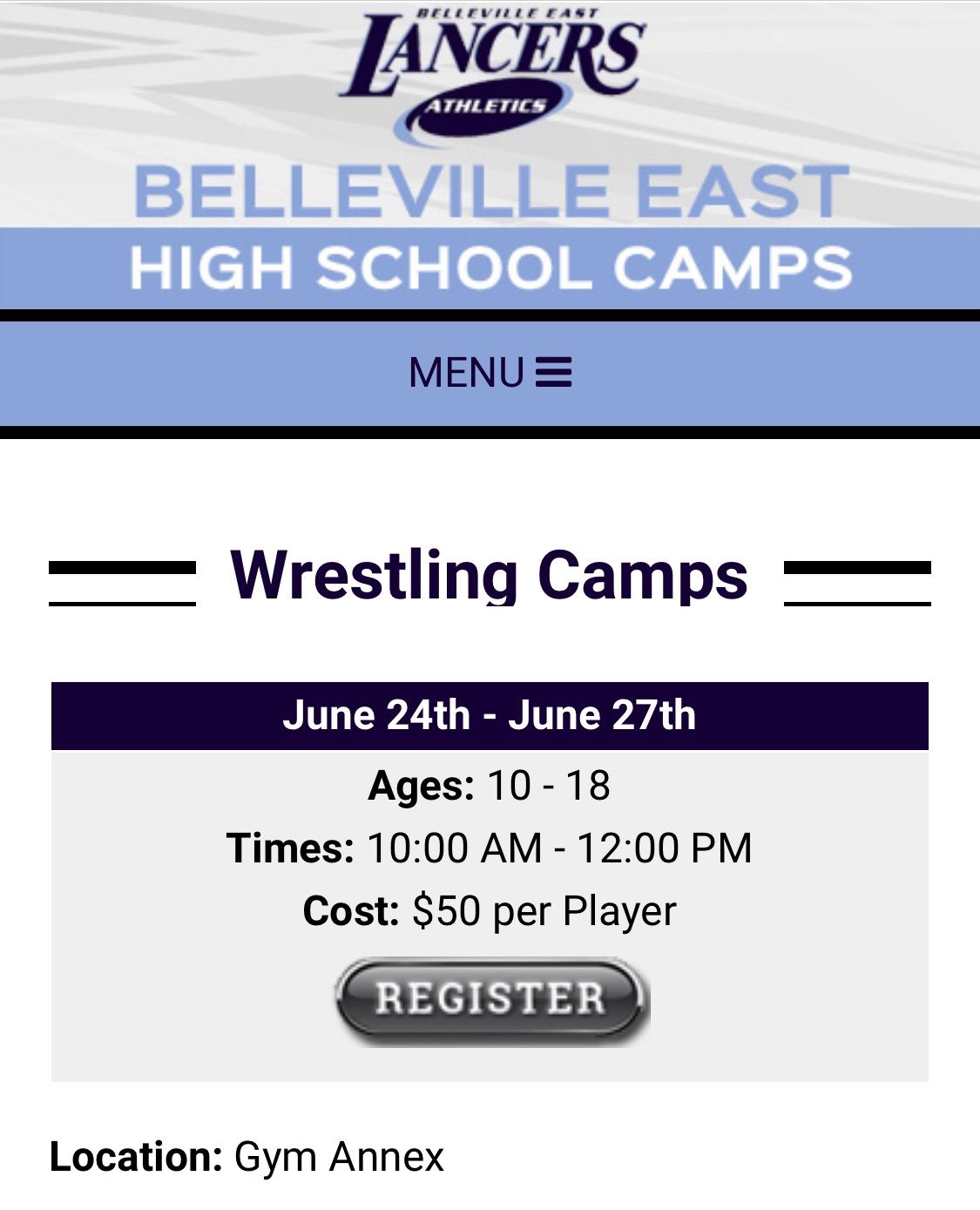 Belleville East wrestling camp