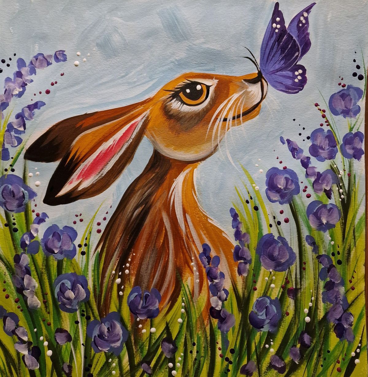 Paint & Prosecco Hare and Butterfly at The Library, Taunton