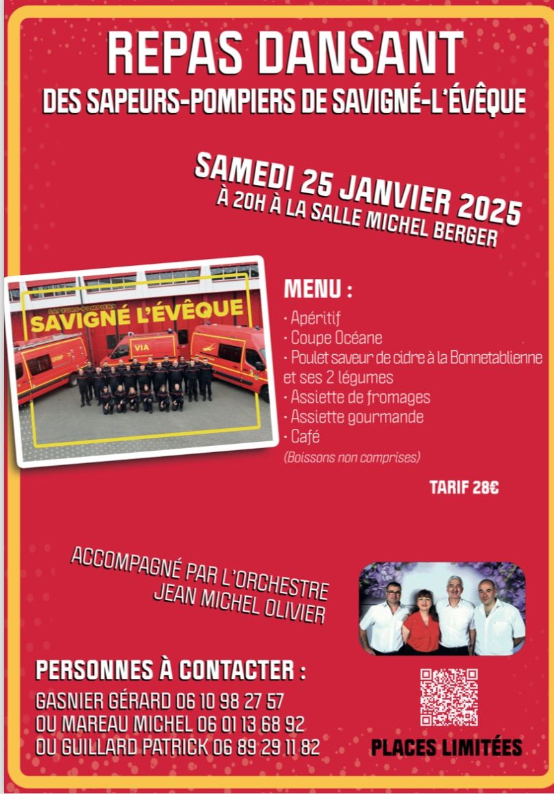 Repas dansant amicale Sapeurs-pompiersSavign\u00e9 l\u2019Eveque 