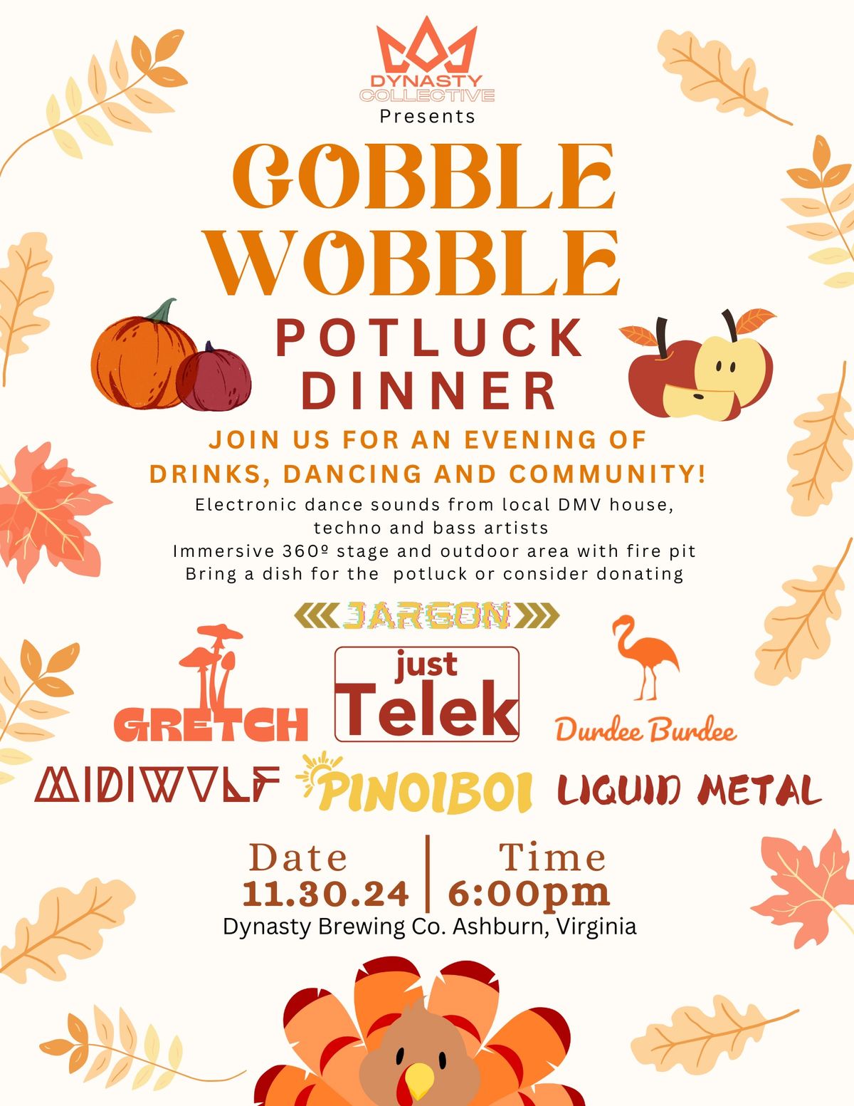 Gobble Wobble Potluck Dinner (DJs at Dynasty)