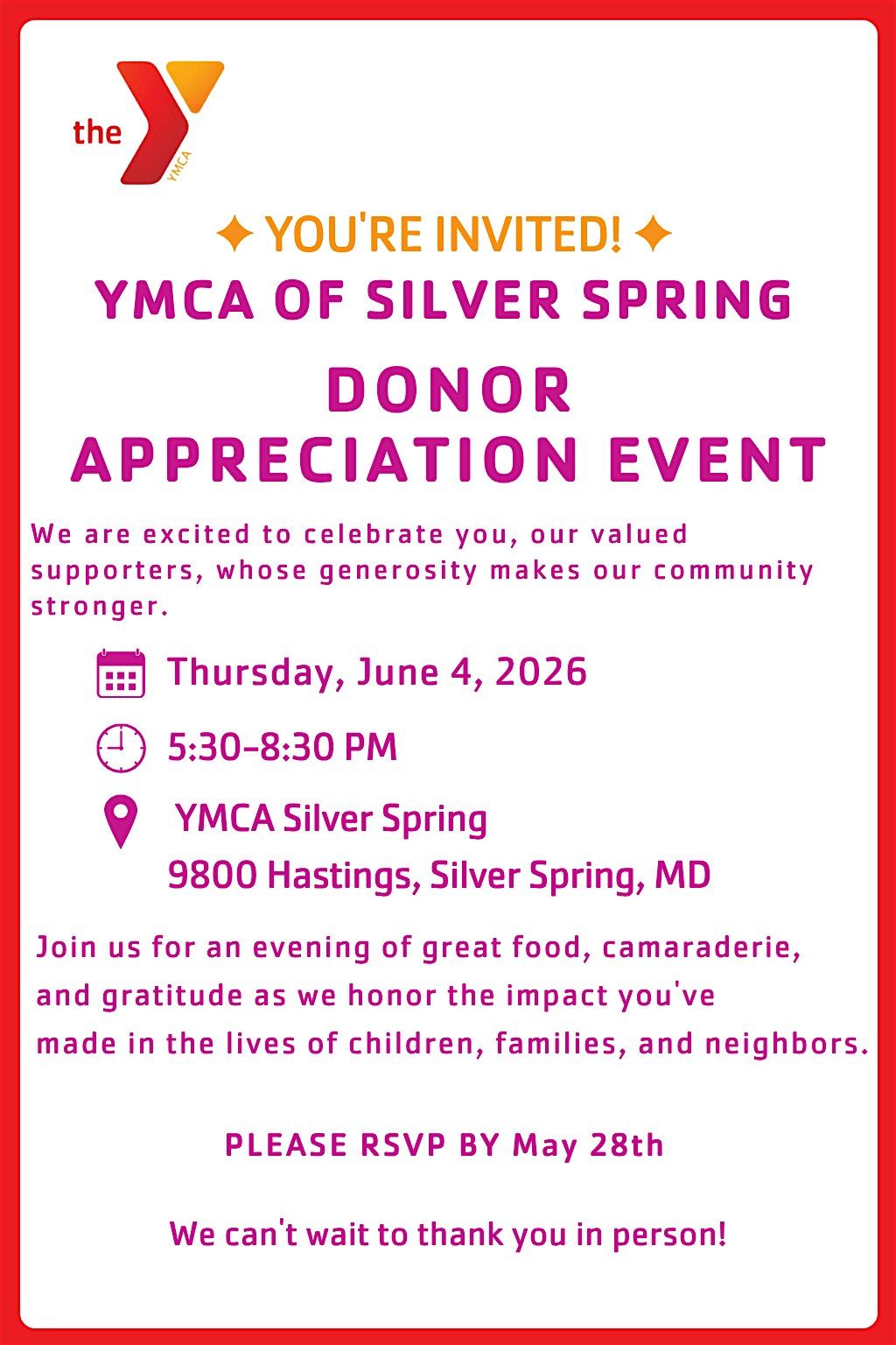 YMCA Silver Spring Donor Appreciation Event