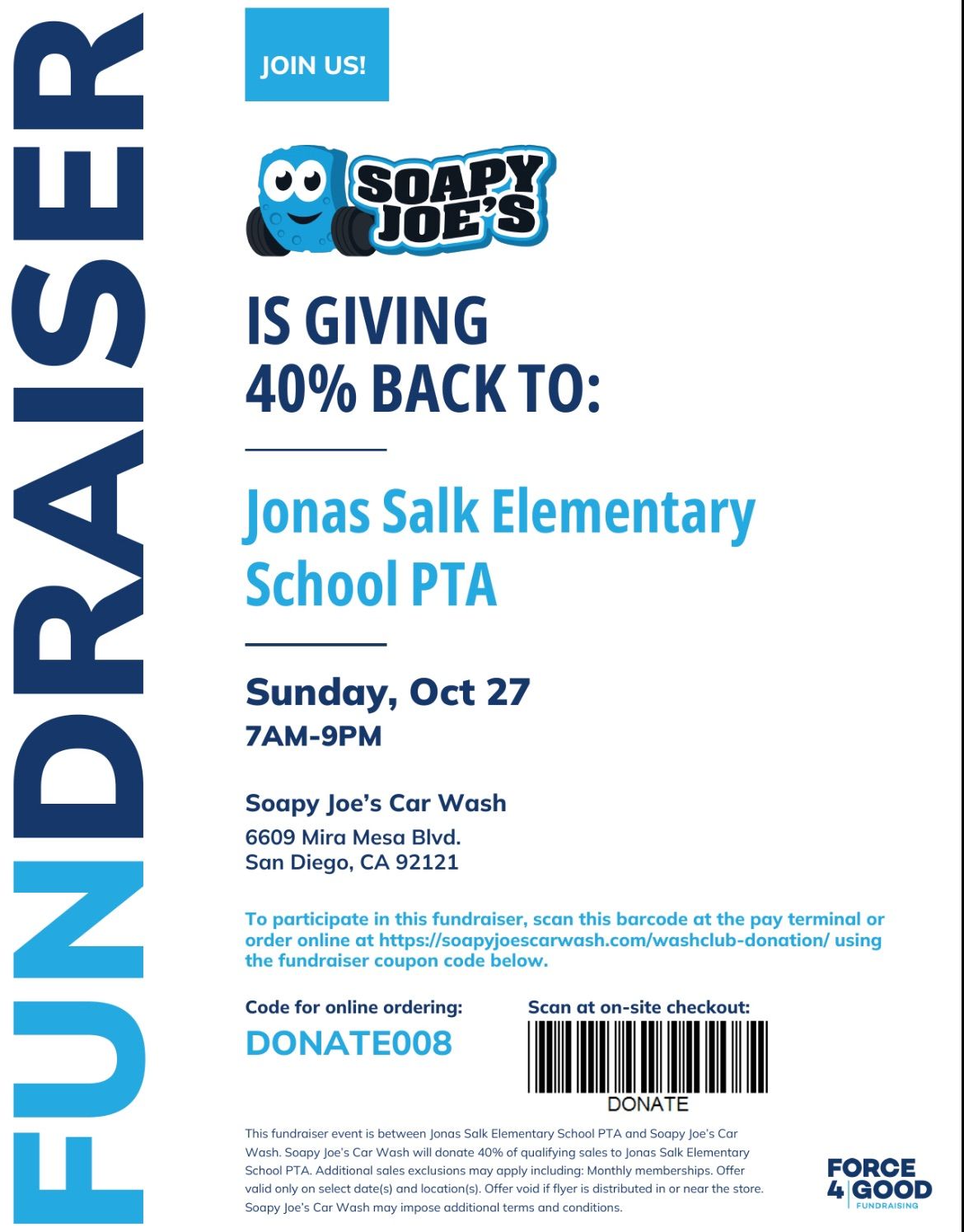 Salk Fundraiser @ Soapy Joe\u2019s Car Wash - 10\/27