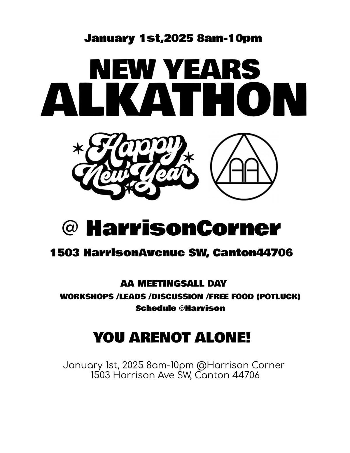 New Years Day Alkathon @ Harrison Corner!