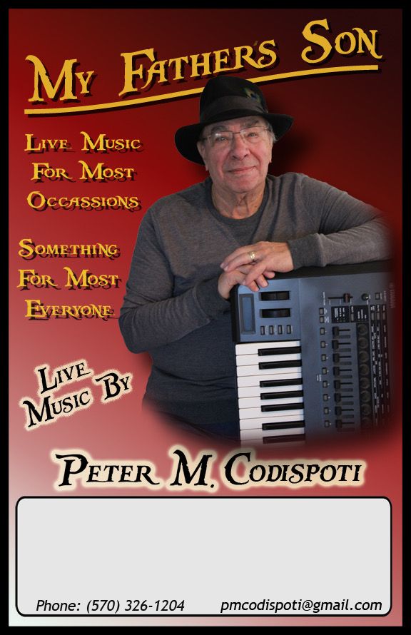 Scorz presents Pete Codispoti "My Fathers Son" Fri., Mar., 7th 7-9!!! 