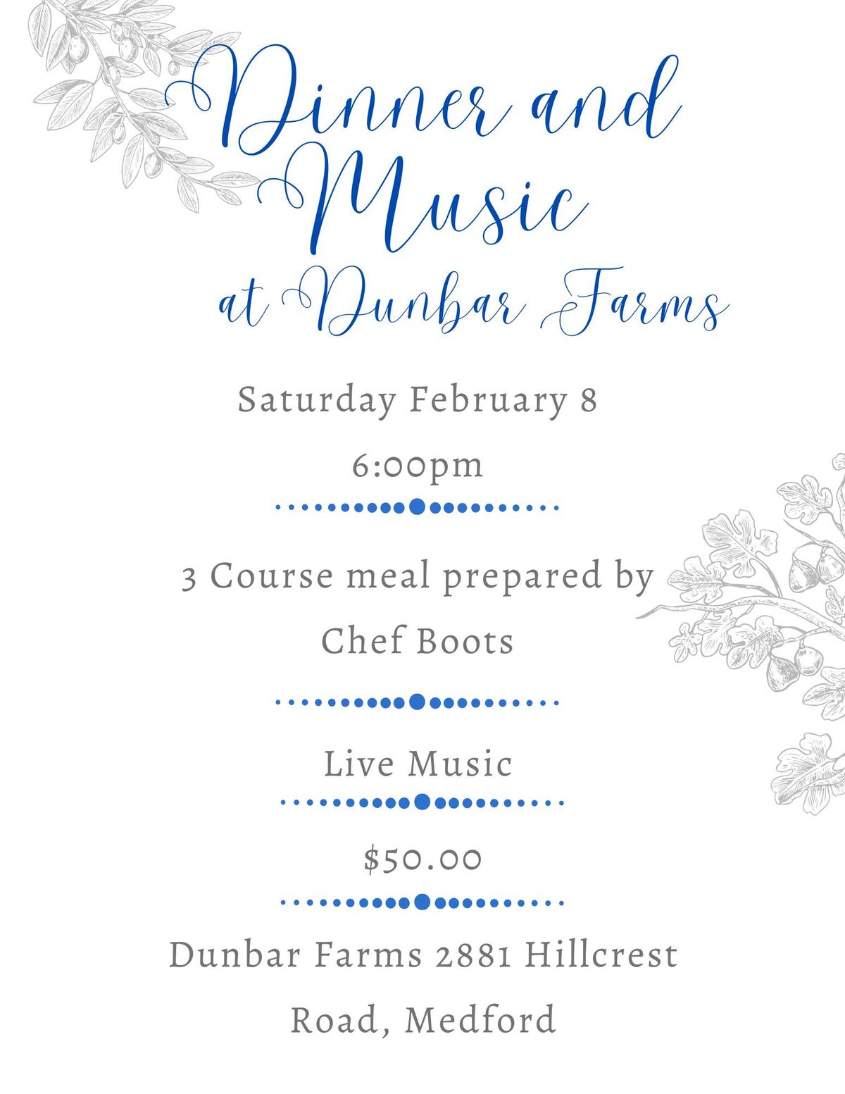 Dinner and Music at Dunbar Farms