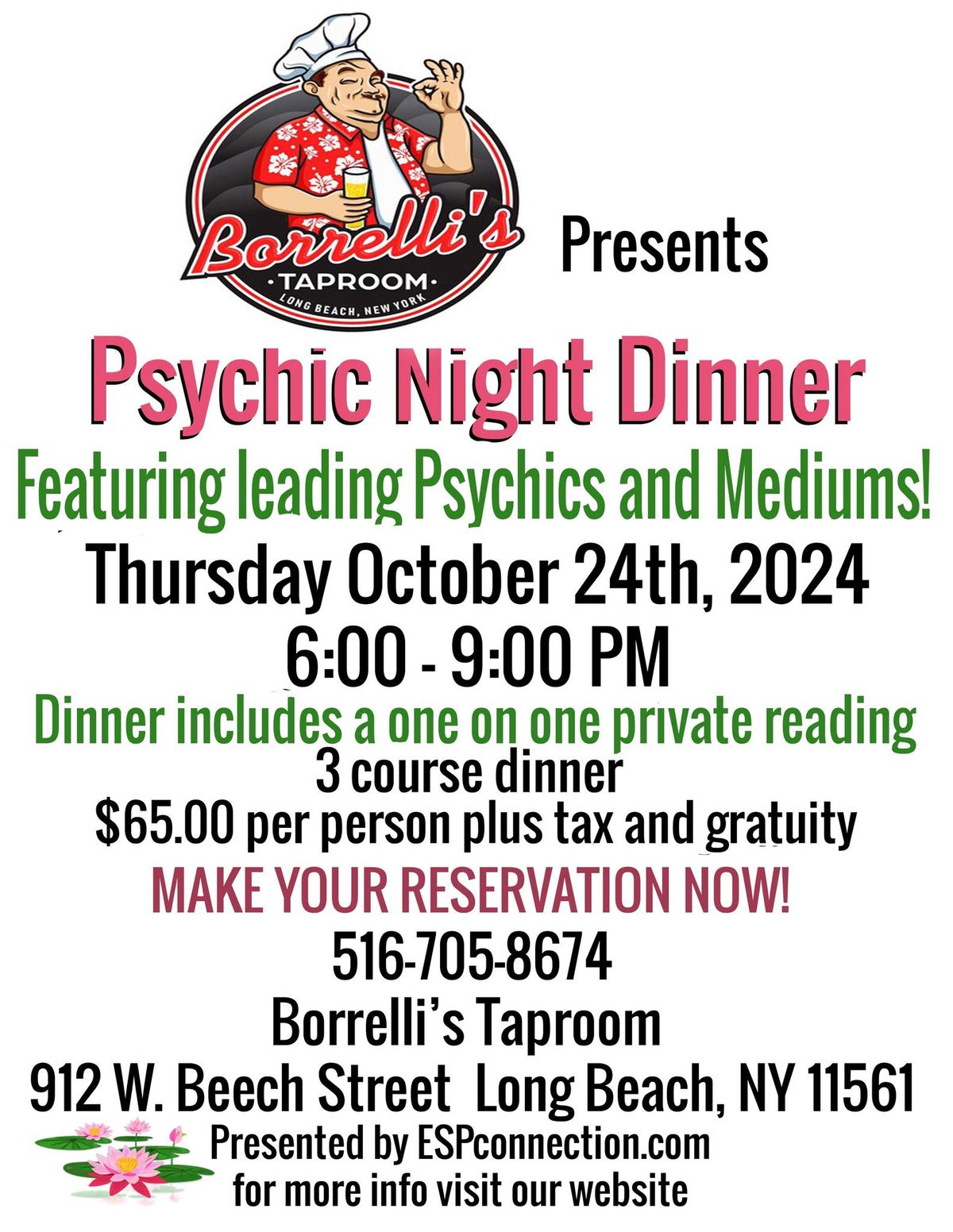 Psychic night dinner in long beach 