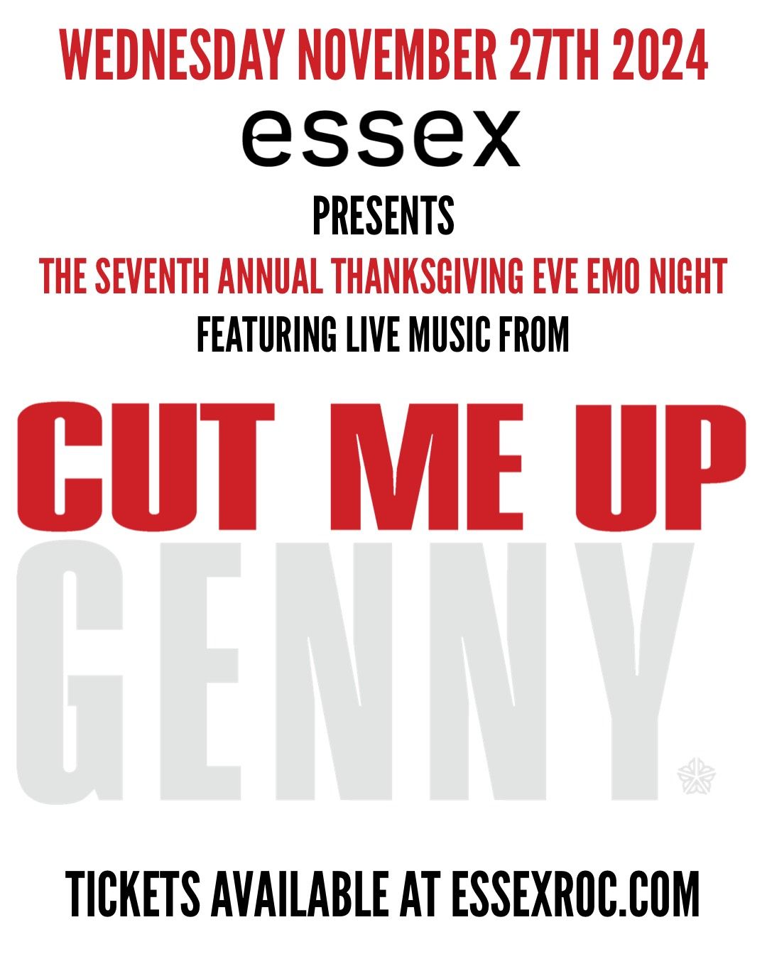 The 7th Annual Thanksgiving Eve Emo Night with Cut Me Up Genny