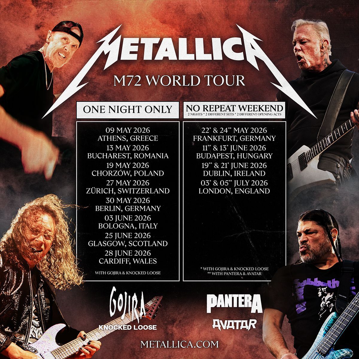 Metallica - 2-Day Pass - Pantera, Avatar, Gojira & Knocked Loose Budapest Tickets