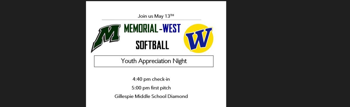 WMLL Youth Night - West vs. Memorial Softball - 5\/13\/2024