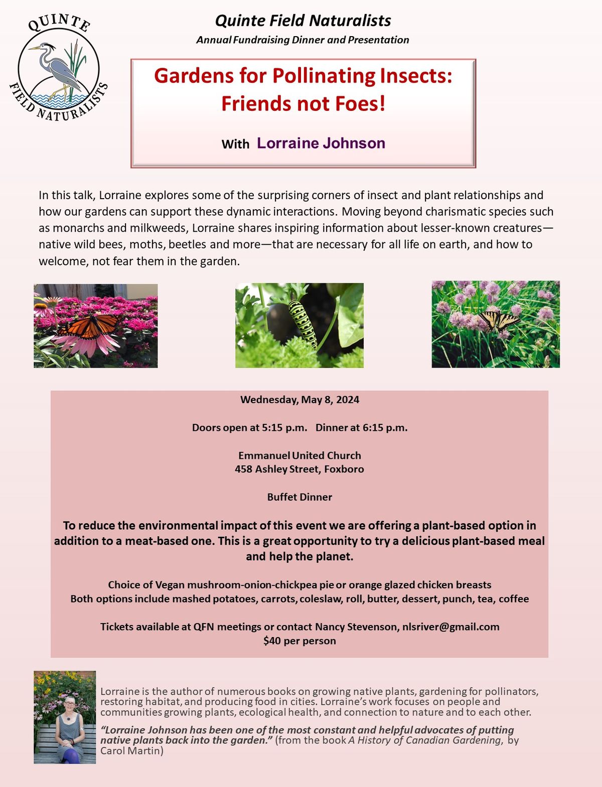 Quinte Field Naturalists Annual Fundraising Dinner and Presentation