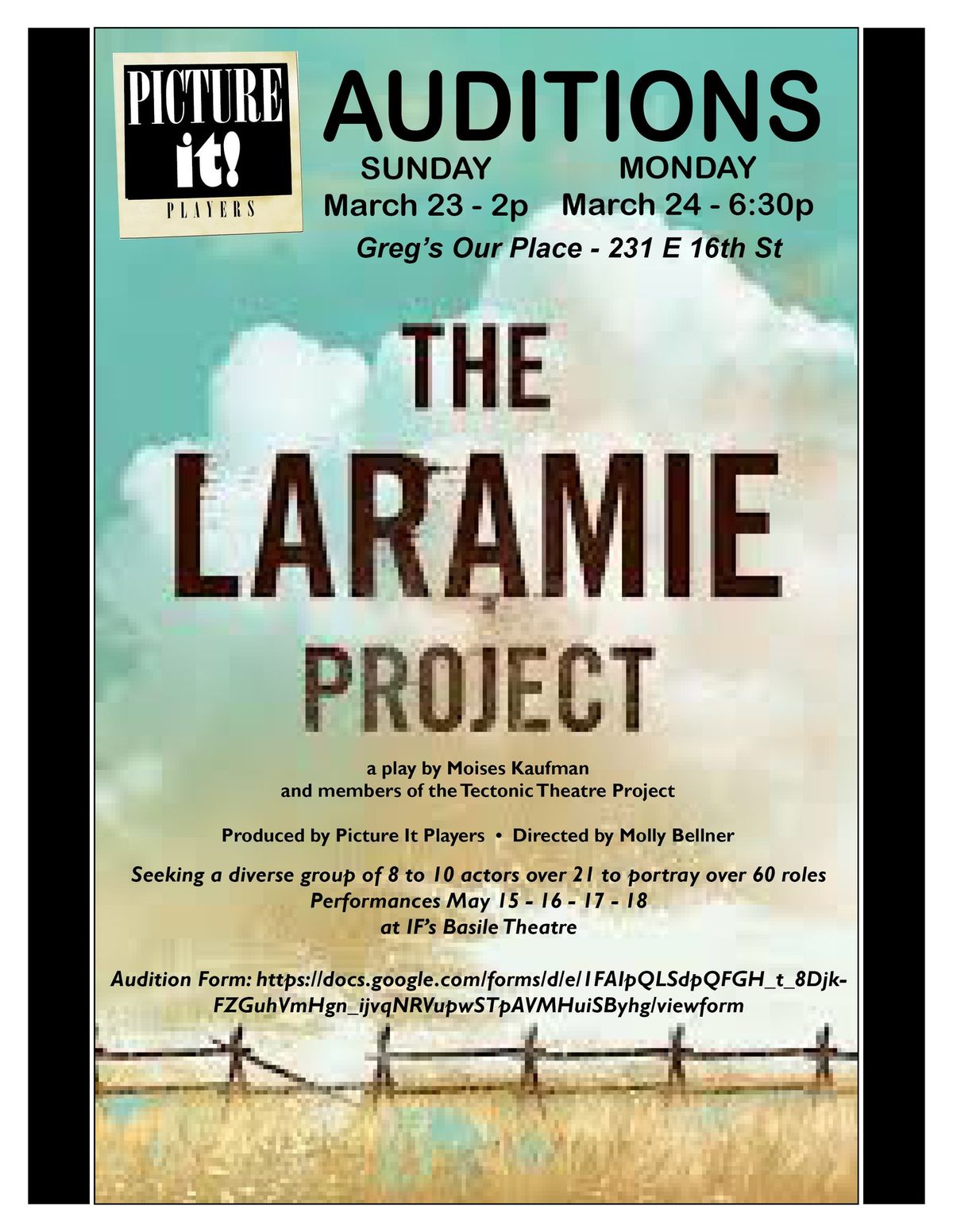 AUDITION NOTICE LARAMIE PROJECT