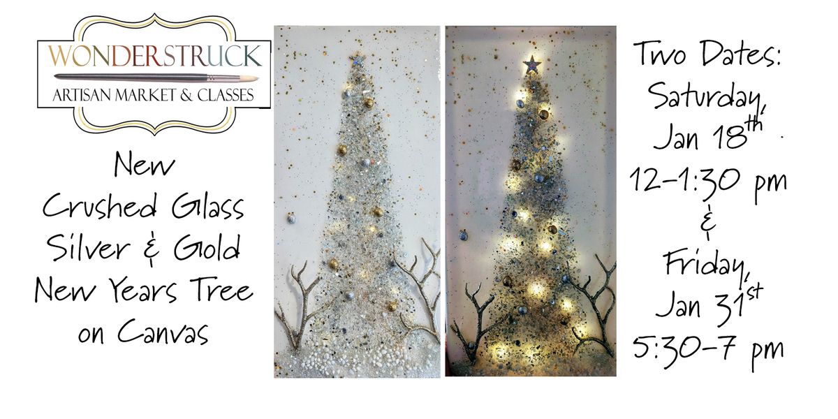 Crushed Glass Silver & Gold New Years Tree