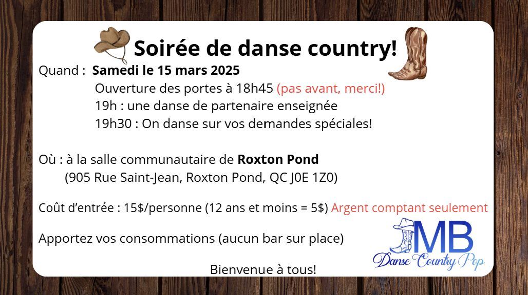 Soir\u00e9e de danse country 