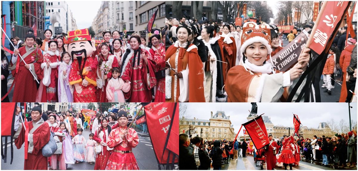 Grand d\u00e9fil\u00e9 du Nouvel An Lunaire \u00e0 Paris - Parade en costume hanfu de l'Association Boyan