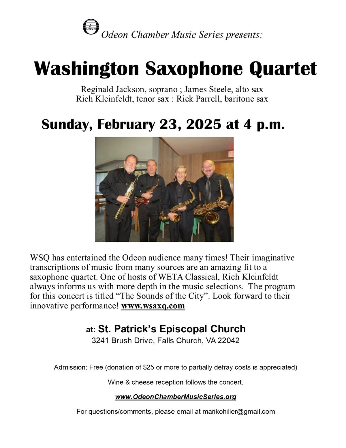 Washington Saxophone Quartet Concert 